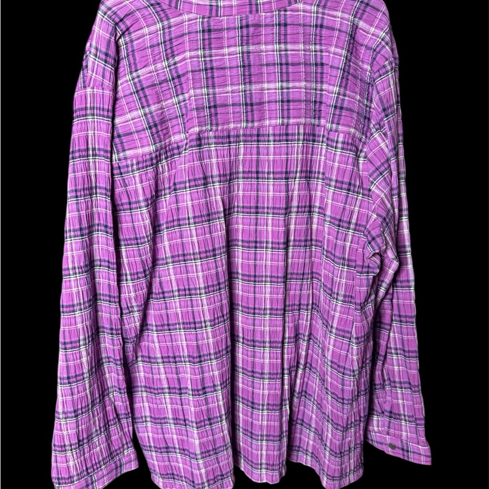 Allison Daley Purple Buttoned Blouse with Mandarin Collar - Picture 3 of 13